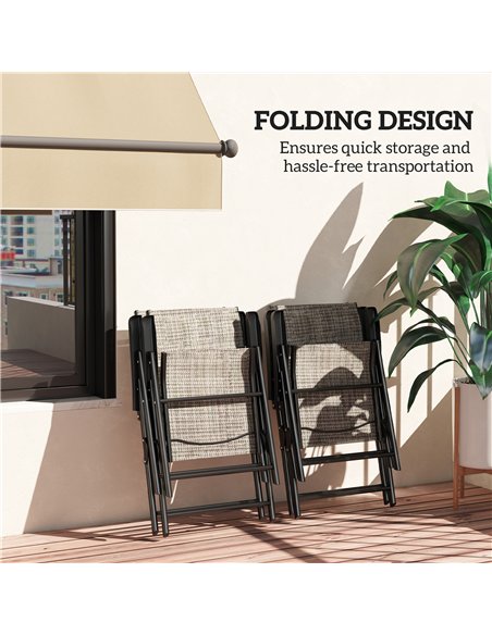 Outsunny Set of Four Folding Outdoor Chairs - Black/Grey - pic 130093 | FastDaddyshop