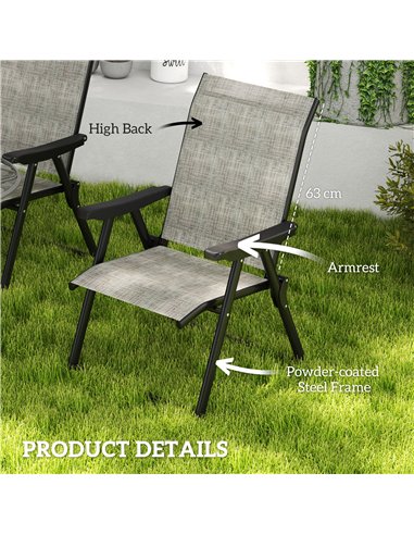Outsunny Set of Four Folding Outdoor Chairs - Black/Grey