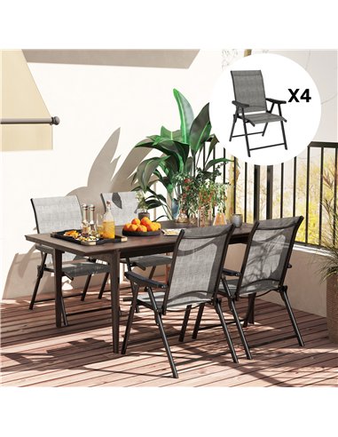 Outsunny Set of Four Folding Outdoor Chairs - Black/Grey