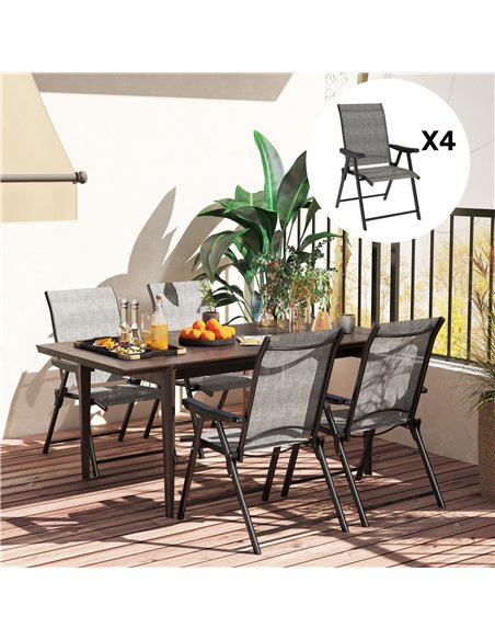 Outsunny Set of Four Folding Outdoor Chairs - Black/Grey - pic 130096 | FastDaddyshop