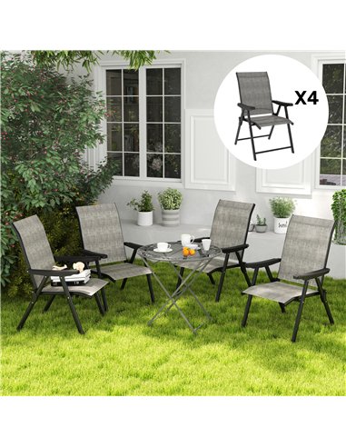 Outsunny Set of Four Folding Outdoor Chairs - Black/Grey
