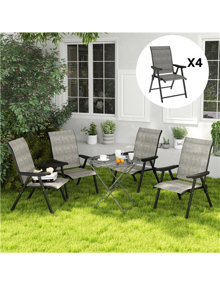 Outsunny Set of Four Folding Outdoor Chairs - Black/Grey - pic 130097 | FastDaddyshop