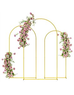 Outsunny Wedding Arch Frame Set, 2.2, 2, 1.8 m Metal Arch Backdrop Stand Set of 3, Balloon Arch Stand Set for Birthday Party, Br