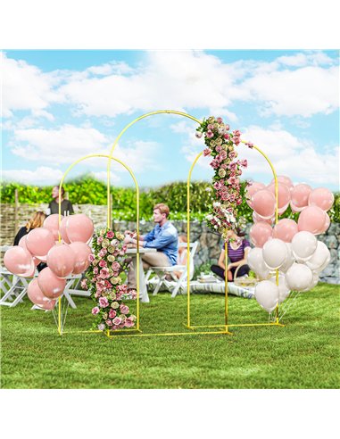 Outsunny Wedding Arch Frame Set, 2.2, 2, 1.8 m Metal Arch Backdrop Stand Set of 3, Balloon Arch Stand Set for Birthday Party, Br