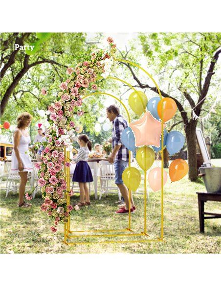 Outsunny Wedding Arch Frame Set, 2.2, 2, 1.8 m Metal Arch Backdrop Stand Set of 3, Balloon Arch Stand Set for Birthday Party, Br - pic 130104 | FastDaddyshop