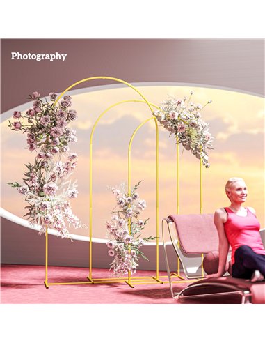 Outsunny Wedding Arch Frame Set, 2.2, 2, 1.8 m Metal Arch Backdrop Stand Set of 3, Balloon Arch Stand Set for Birthday Party, Br