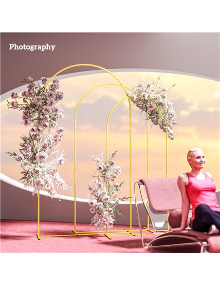 Outsunny Wedding Arch Frame Set, 2.2, 2, 1.8 m Metal Arch Backdrop Stand Set of 3, Balloon Arch Stand Set for Birthday Party, Br - pic 130106 | FastDaddyshop