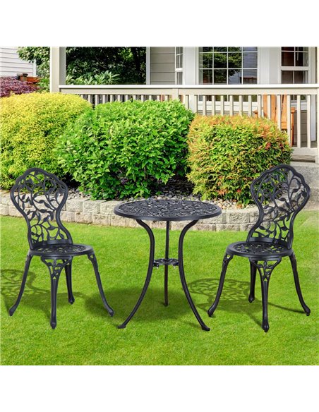 Outsunny 3 Pcs Cast Aluminum Bistro Set Garden Furniture Dining Table Chairs Antique Outdoor Seat Patio Seater - pic 13011 | FastDaddyshop