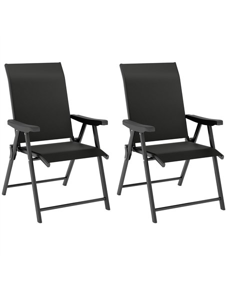 Outsunny Set of Two Folding Outdoor Chairs - Black - pic 130116 | FastDaddyshop