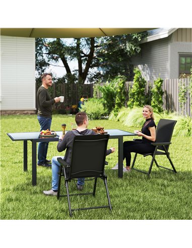 Outsunny Set of Two Folding Outdoor Chairs - Black