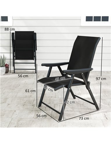 Outsunny Set of Two Folding Outdoor Chairs - Black