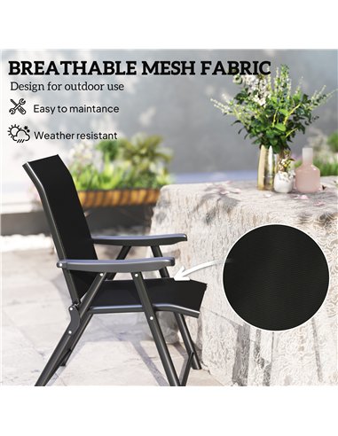 Outsunny Set of Two Folding Outdoor Chairs - Black