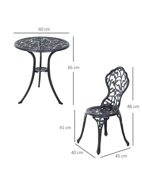 Outsunny 3 Pcs Cast Aluminum Bistro Set Garden Furniture Dining Table Chairs Antique Outdoor Seat Patio Seater - pic 13012 | FastDaddyshop