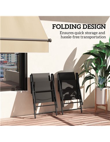 Outsunny Set of Two Folding Outdoor Chairs - Black