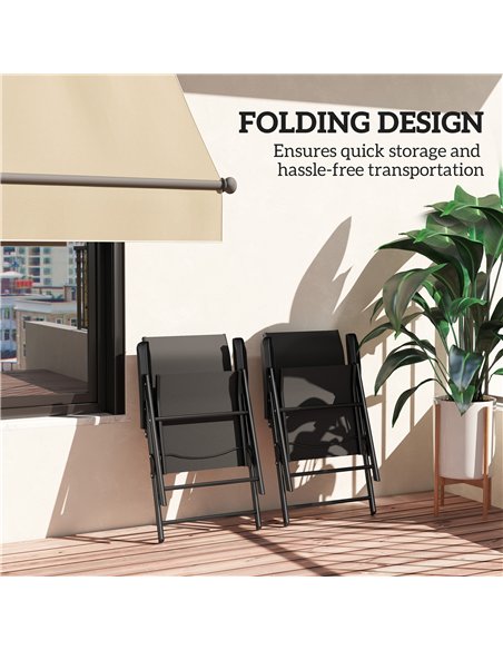 Outsunny Set of Two Folding Outdoor Chairs - Black - pic 130120 | FastDaddyshop