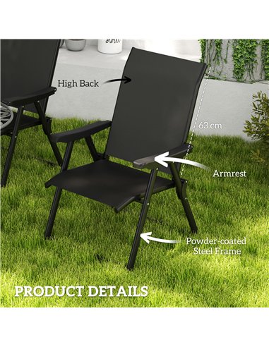 Outsunny Set of Two Folding Outdoor Chairs - Black