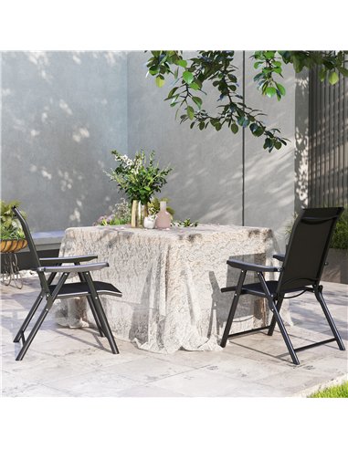 Outsunny Set of Two Folding Outdoor Chairs - Black