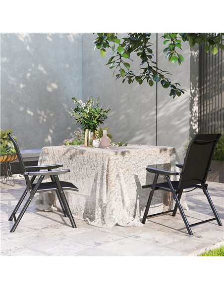 Outsunny Set of Two Folding Outdoor Chairs - Black - pic 130122 | FastDaddyshop