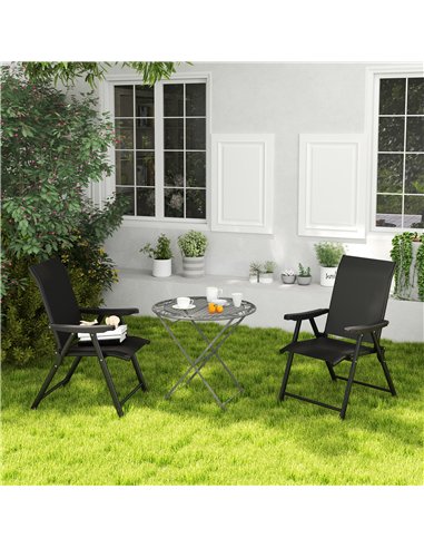 Outsunny Set of Two Folding Outdoor Chairs - Black