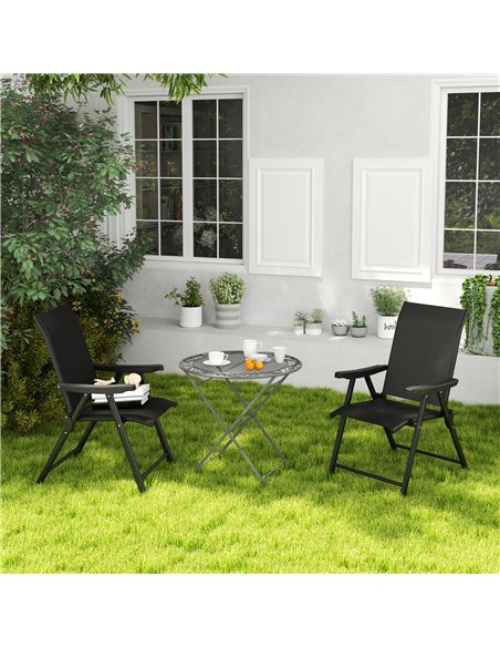 Outsunny Set of Two Folding Outdoor Chairs - Black - pic 130124 | FastDaddyshop