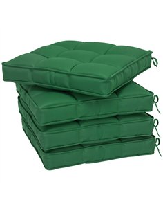 Outsunny Set of 4 Garden Seat Cushion with Ties, 42 x 42cm Replacement Dining Chair Seat Pad, Green