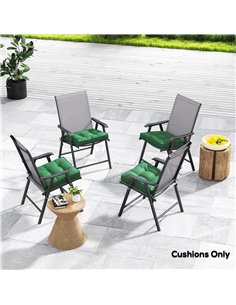 Outsunny Set of 4 Garden Seat Cushion with Ties, 42 x 42cm Replacement Dining Chair Seat Pad, Green 2