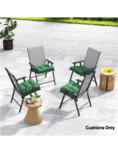 Outsunny Set of 4 Garden Seat Cushion with Ties, 42 x 42cm Replacement Dining Chair Seat Pad, Green - pic 130126 | FastDaddyshop