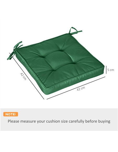 Outsunny Set of 4 Garden Seat Cushion with Ties, 42 x 42cm Replacement Dining Chair Seat Pad, Green - pic 130127 | FastDaddyshop