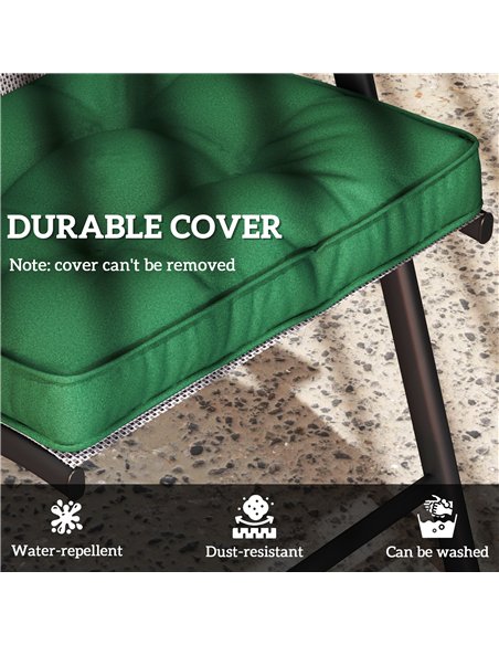 Outsunny Set of 4 Garden Seat Cushion with Ties, 42 x 42cm Replacement Dining Chair Seat Pad, Green - pic 130129 | FastDaddyshop