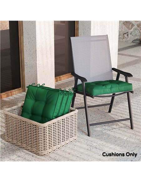 Outsunny Set of 4 Garden Seat Cushion with Ties, 42 x 42cm Replacement Dining Chair Seat Pad, Green - pic 130131 | FastDaddyshop