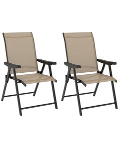 Outsunny Set of Two Folding Outdoor Chairs - Brown/Black