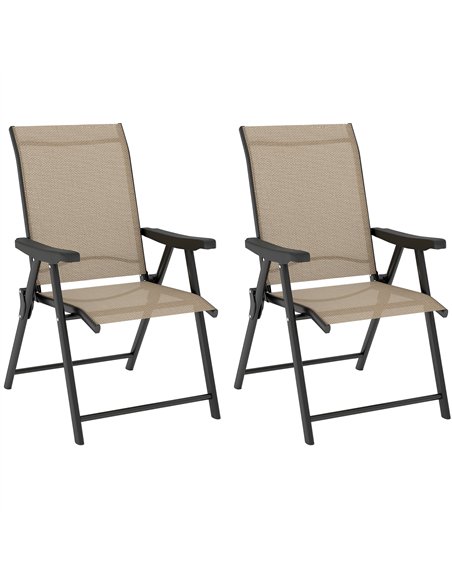 Outsunny Set of Two Folding Outdoor Chairs - Brown/Black - pic 130134 | FastDaddyshop