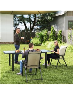 Outsunny Set of Two Folding Outdoor Chairs - Brown/Black 2