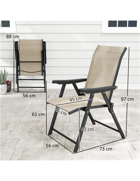 Outsunny Set of Two Folding Outdoor Chairs - Brown/Black - pic 130136 | FastDaddyshop