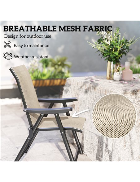 Outsunny Set of Two Folding Outdoor Chairs - Brown/Black - pic 130137 | FastDaddyshop