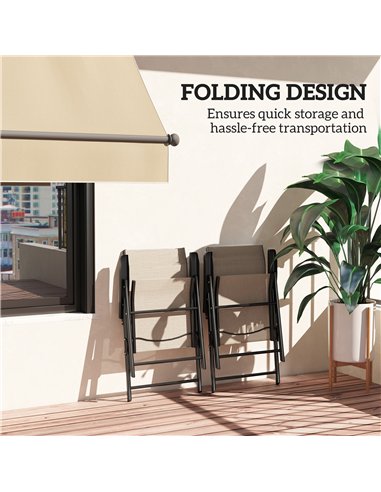 Outsunny Set of Two Folding Outdoor Chairs - Brown/Black