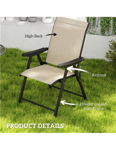 Outsunny Set of Two Folding Outdoor Chairs - Brown/Black
