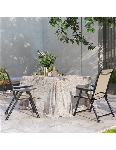 Outsunny Set of Two Folding Outdoor Chairs - Brown/Black