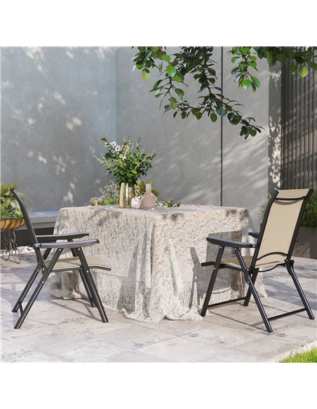 Outsunny Set of Two Folding Outdoor Chairs - Brown/Black - pic 130140 | FastDaddyshop