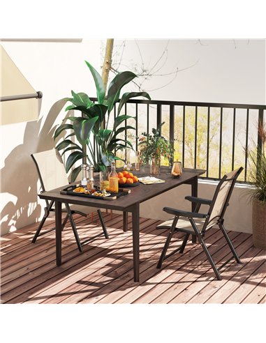 Outsunny Set of Two Folding Outdoor Chairs - Brown/Black