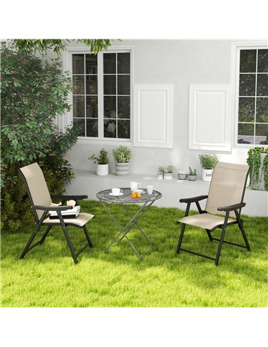 Outsunny Set of Two Folding Outdoor Chairs - Brown/Black