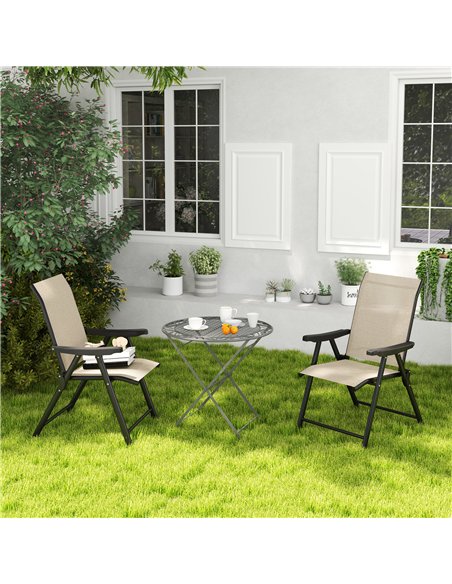 Outsunny Set of Two Folding Outdoor Chairs - Brown/Black - pic 130142 | FastDaddyshop
