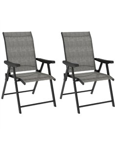 Outsunny Set of Two Folding Outdoor Chairs - Black/Grey