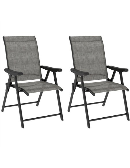 Outsunny Set of Two Folding Outdoor Chairs - Black/Grey - pic 130143 | FastDaddyshop