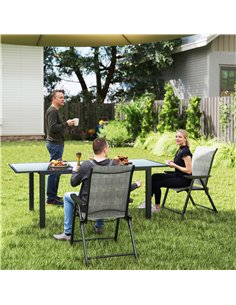 Outsunny Set of Two Folding Outdoor Chairs - Black/Grey 2