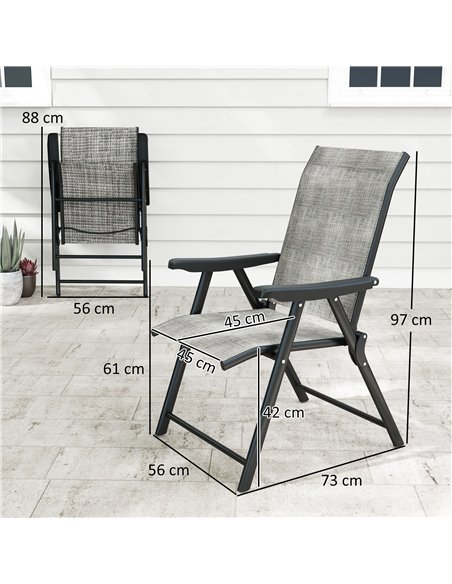 Outsunny Set of Two Folding Outdoor Chairs - Black/Grey - pic 130145 | FastDaddyshop