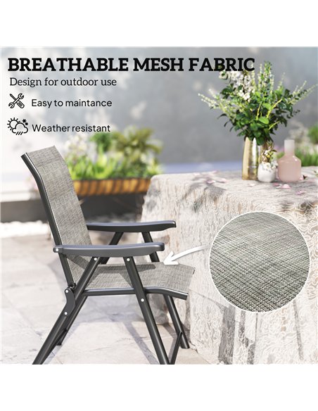 Outsunny Set of Two Folding Outdoor Chairs - Black/Grey - pic 130146 | FastDaddyshop