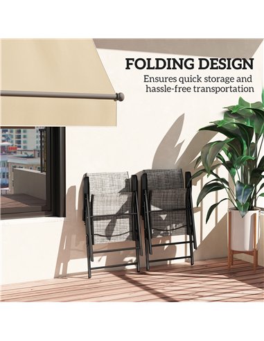 Outsunny Set of Two Folding Outdoor Chairs - Black/Grey
