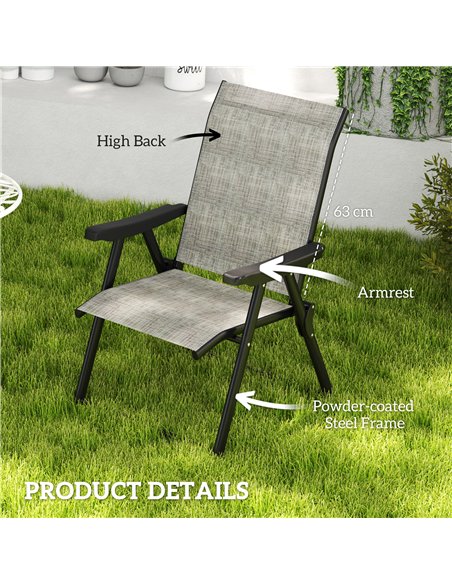 Outsunny Set of Two Folding Outdoor Chairs - Black/Grey - pic 130148 | FastDaddyshop
