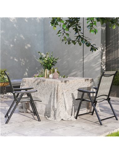 Outsunny Set of Two Folding Outdoor Chairs - Black/Grey